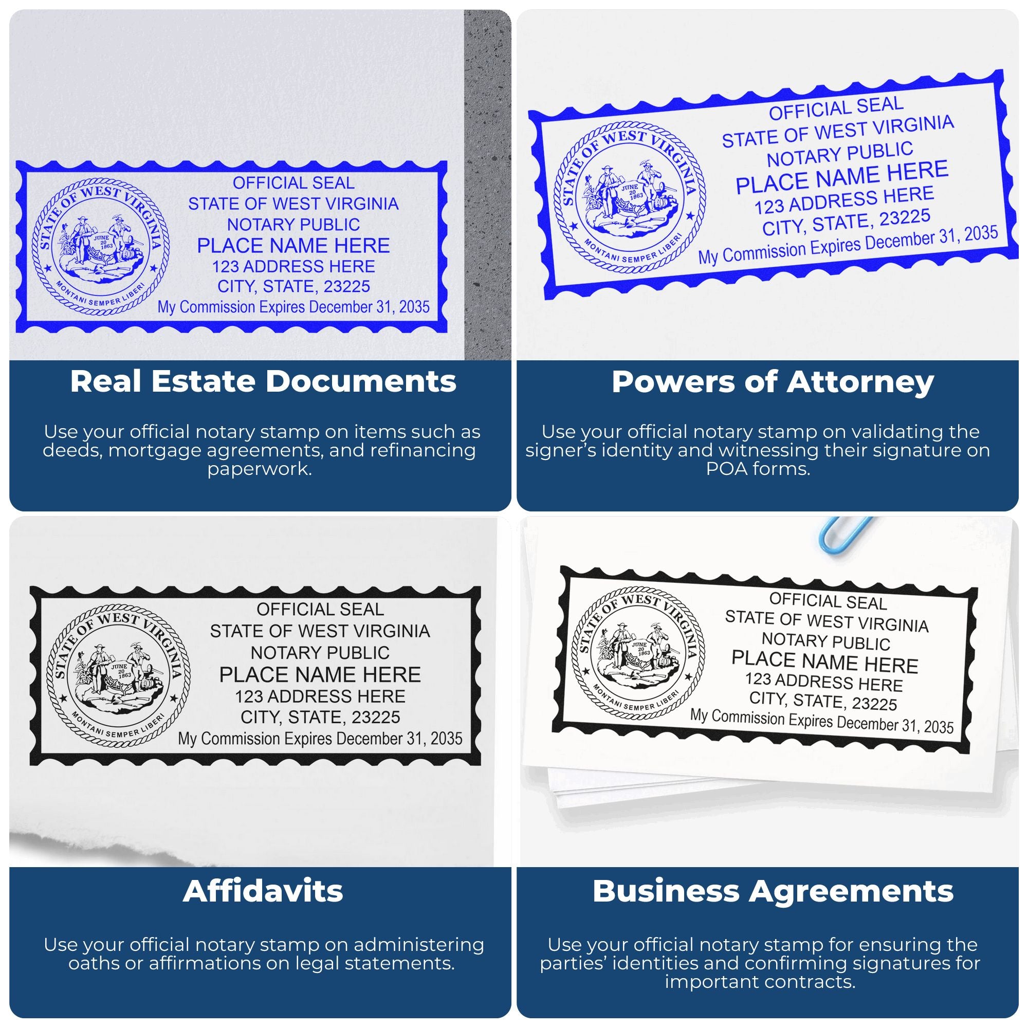 West Virginia Notary Stamp and West Virginia Notary Seal Bundle Kit with Soft Seal and Rectangular Wood Stamp