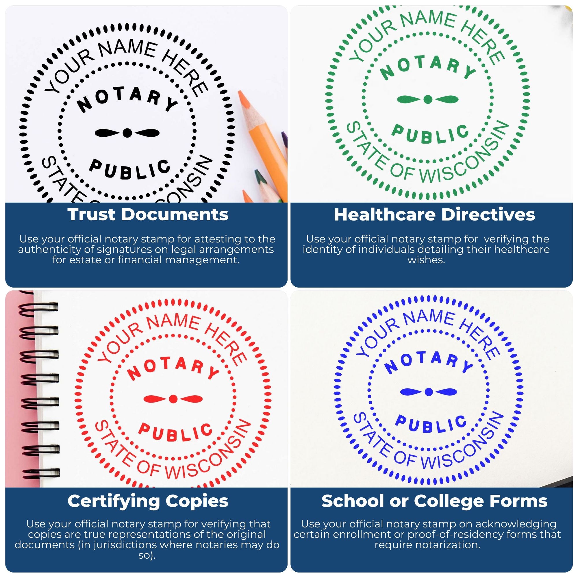 Wisconsin Notary Supplies with Wisconsin Notary Seal and Rubber Stamp Bundle Kit