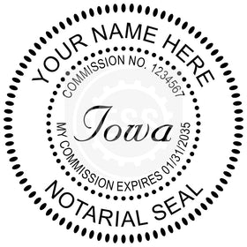 Iowa Round Notary Stamp Imprint Example