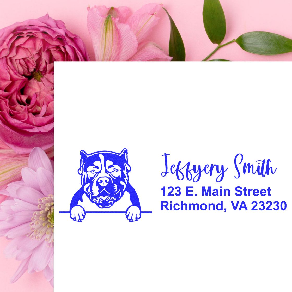 Pre-Inked American Bulldog Dog Personalized Address Stamp