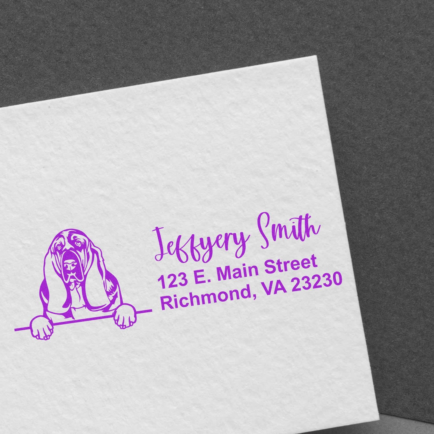 Slim Basset Hound Pre-Inked Customized Stamp