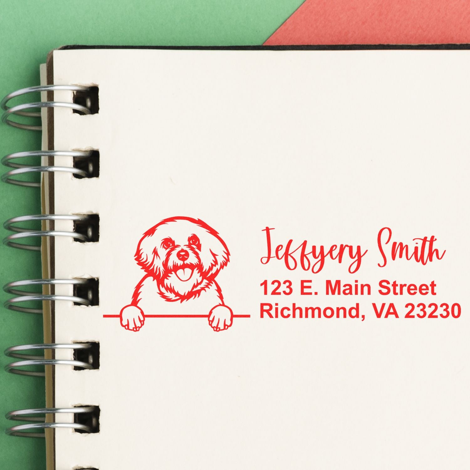 Pre-Inked Bichon Frise Dog Personalized Address Stamp