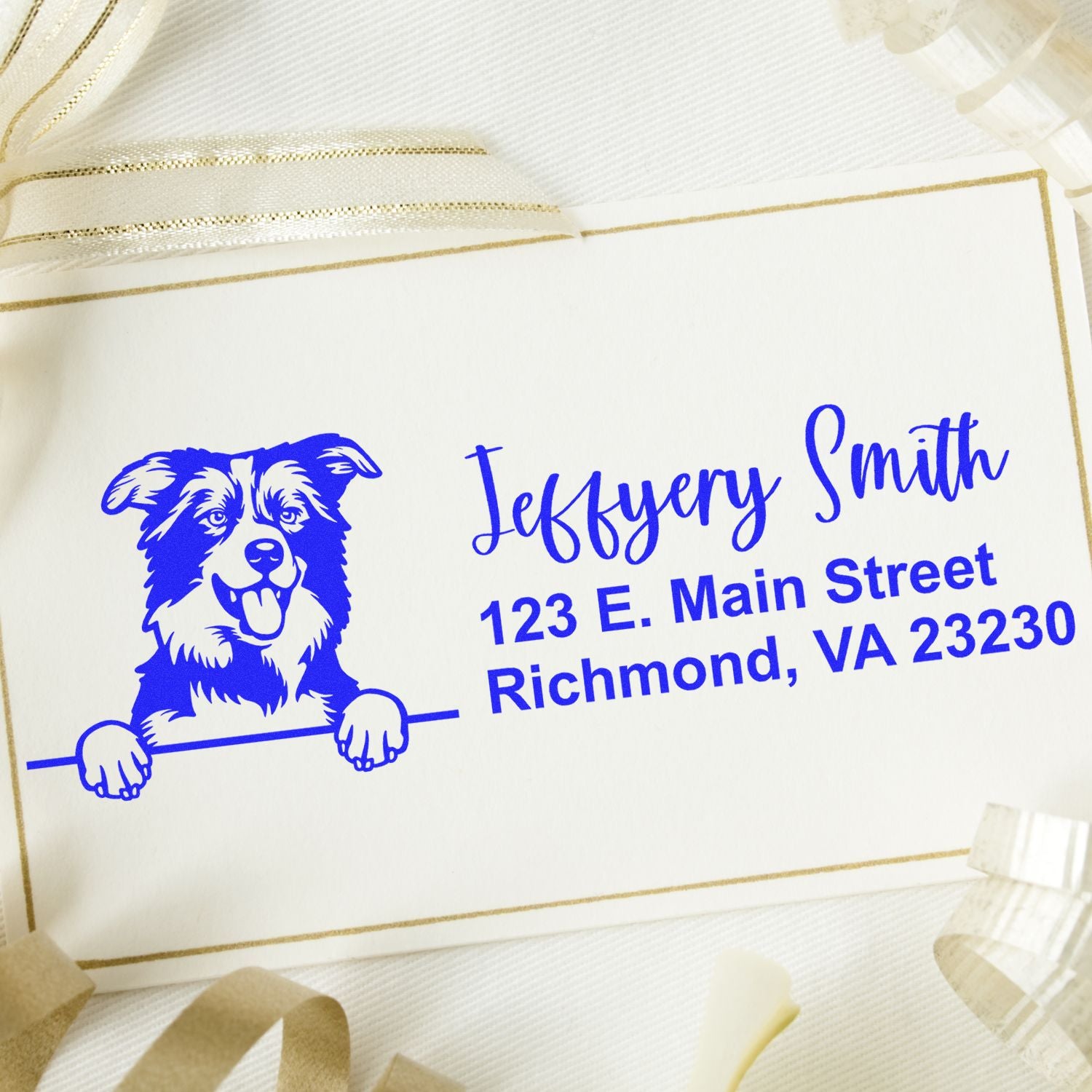 Pre-Inked Border Collies Dog Personalized Address Stamp