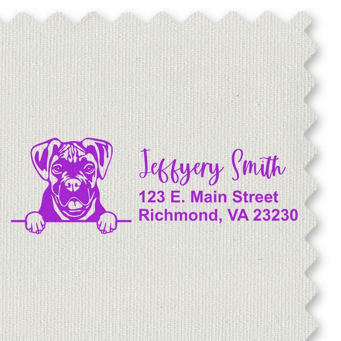 Peeking Boxer Name and Address Rubber Stamp