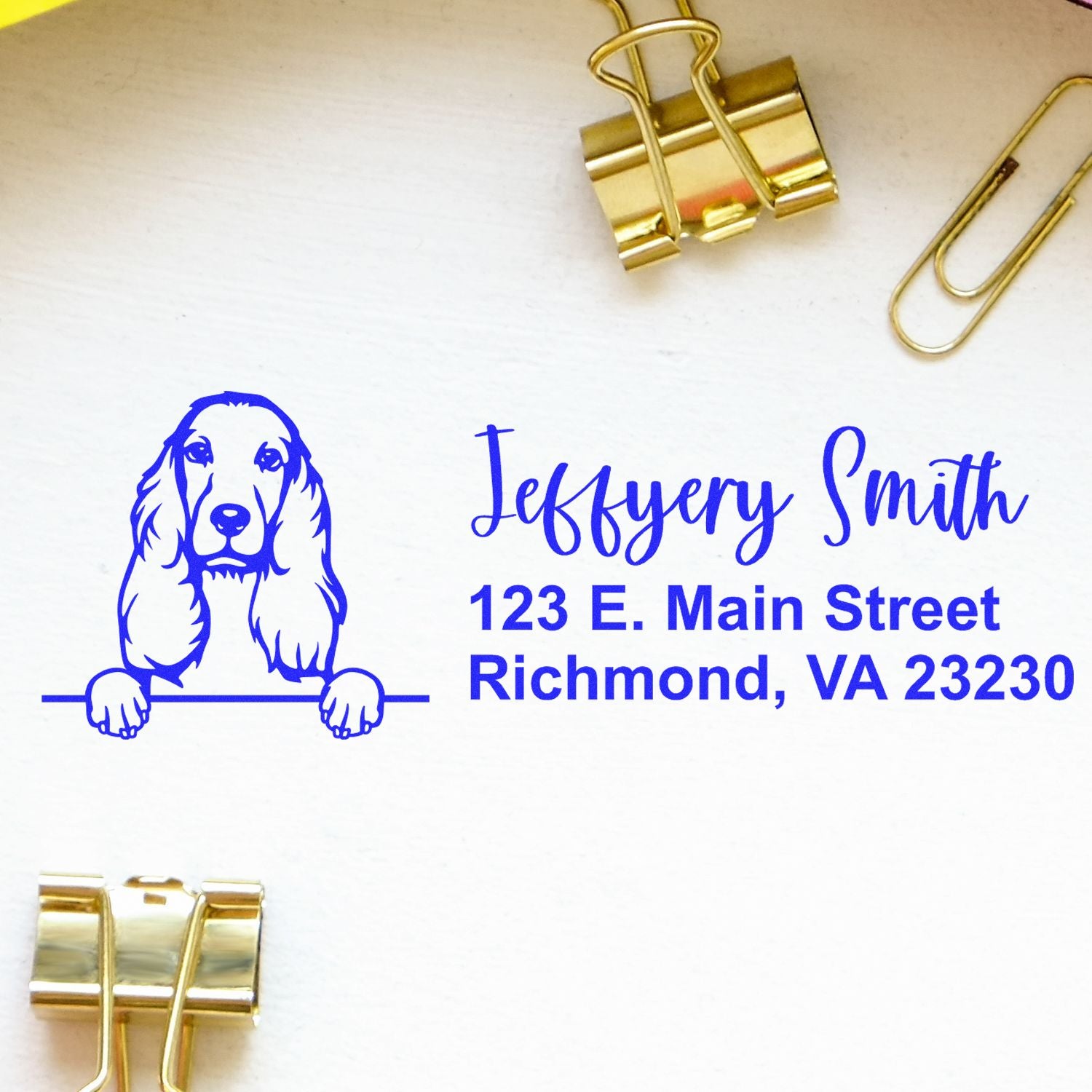 Peeking Cocker Spaniel Name and Address Rubber Stamp