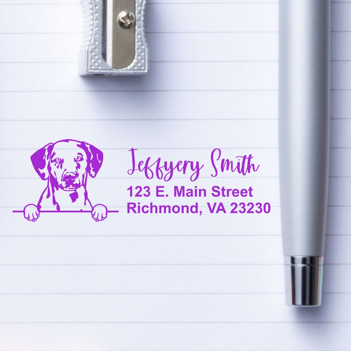 Peeking Dalmatian Name and Address Rubber Stamp