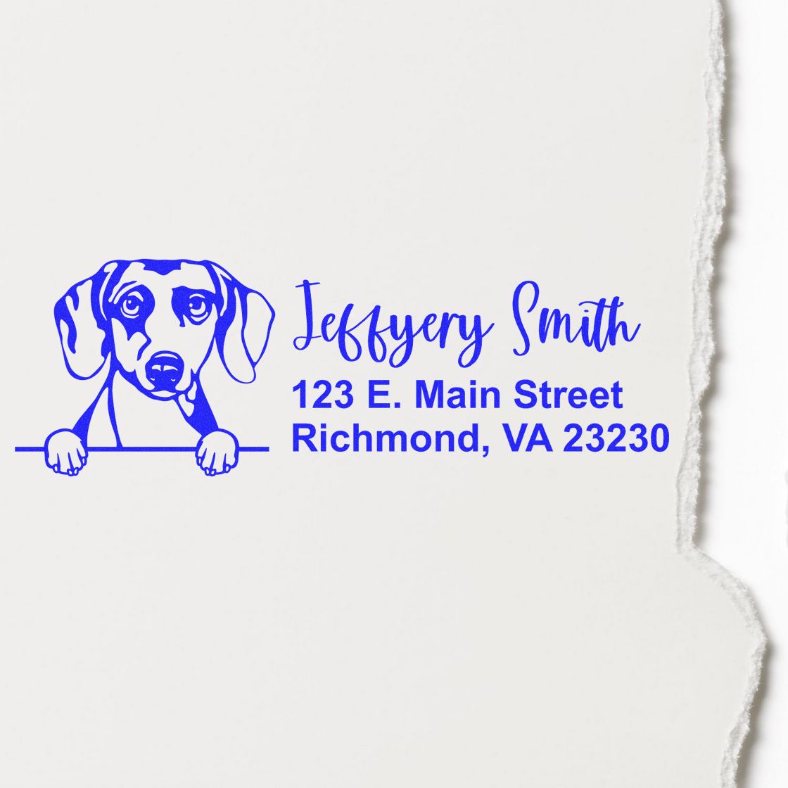 Peeking Daschound Name and Address Rubber Stamp