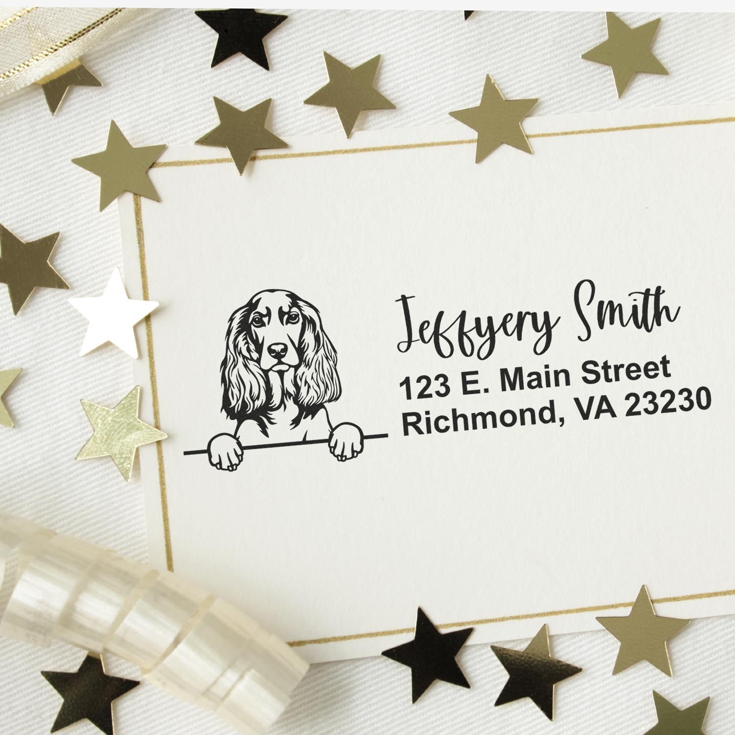 English Cocker Spaniel Name and Address Stamp Self-Inking