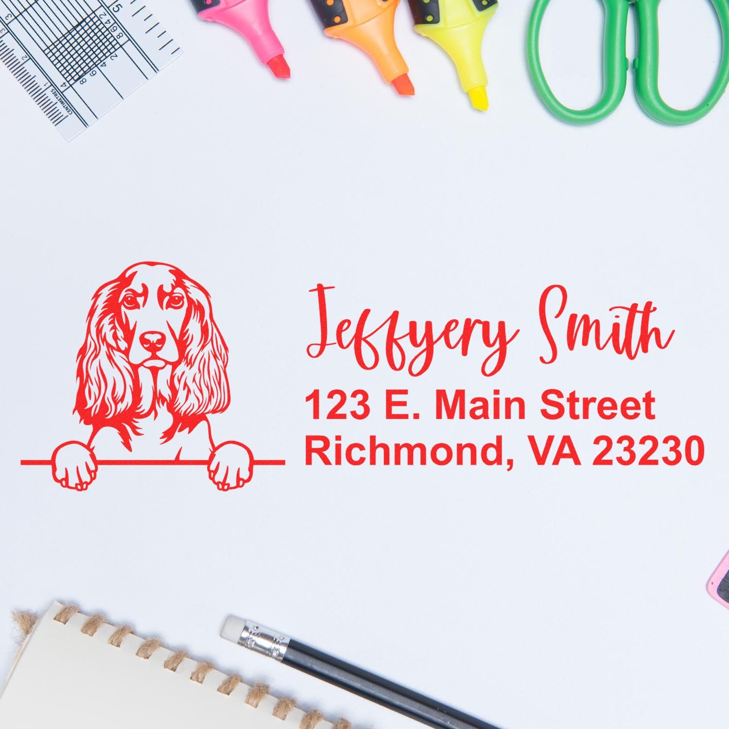 Pre-Inked English Cocker Spaniel Dog Personalized Address Stamp