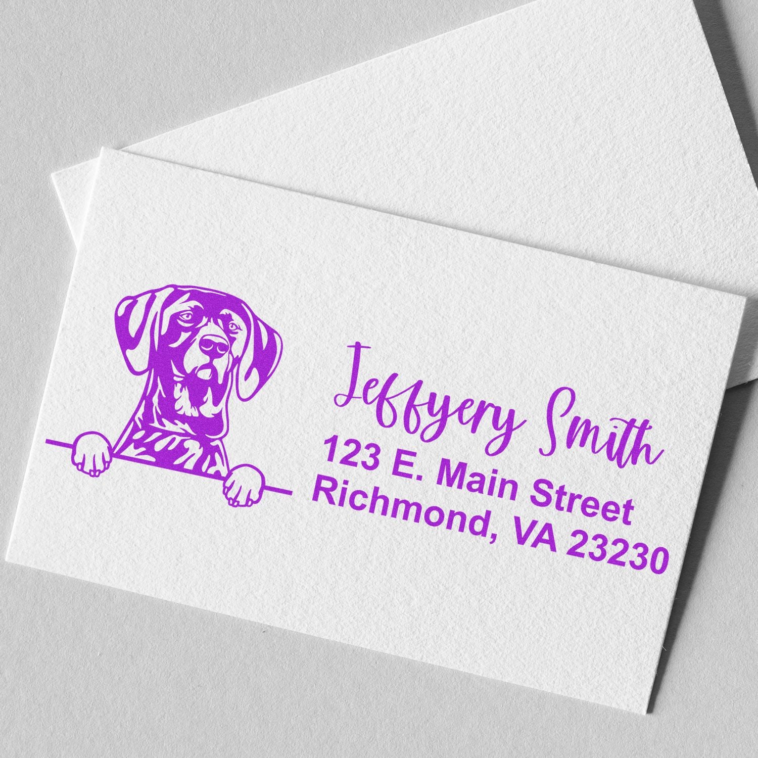 Peeking German Shorthaired Pointer Name and Address Rubber Stamp