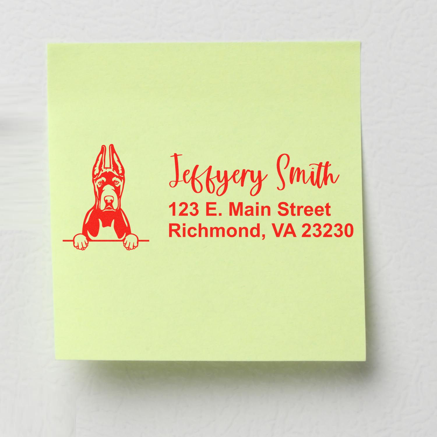 Peeking Great Dane Cropped Ears Name and Address Rubber Stamp