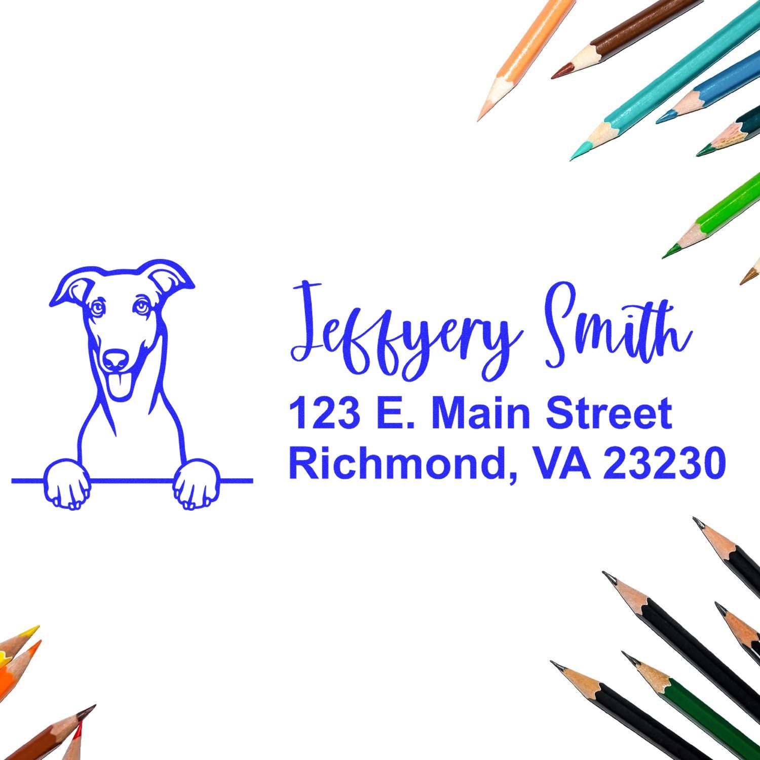 Pre-Inked Greyhound Dog Personalized Address Stamp