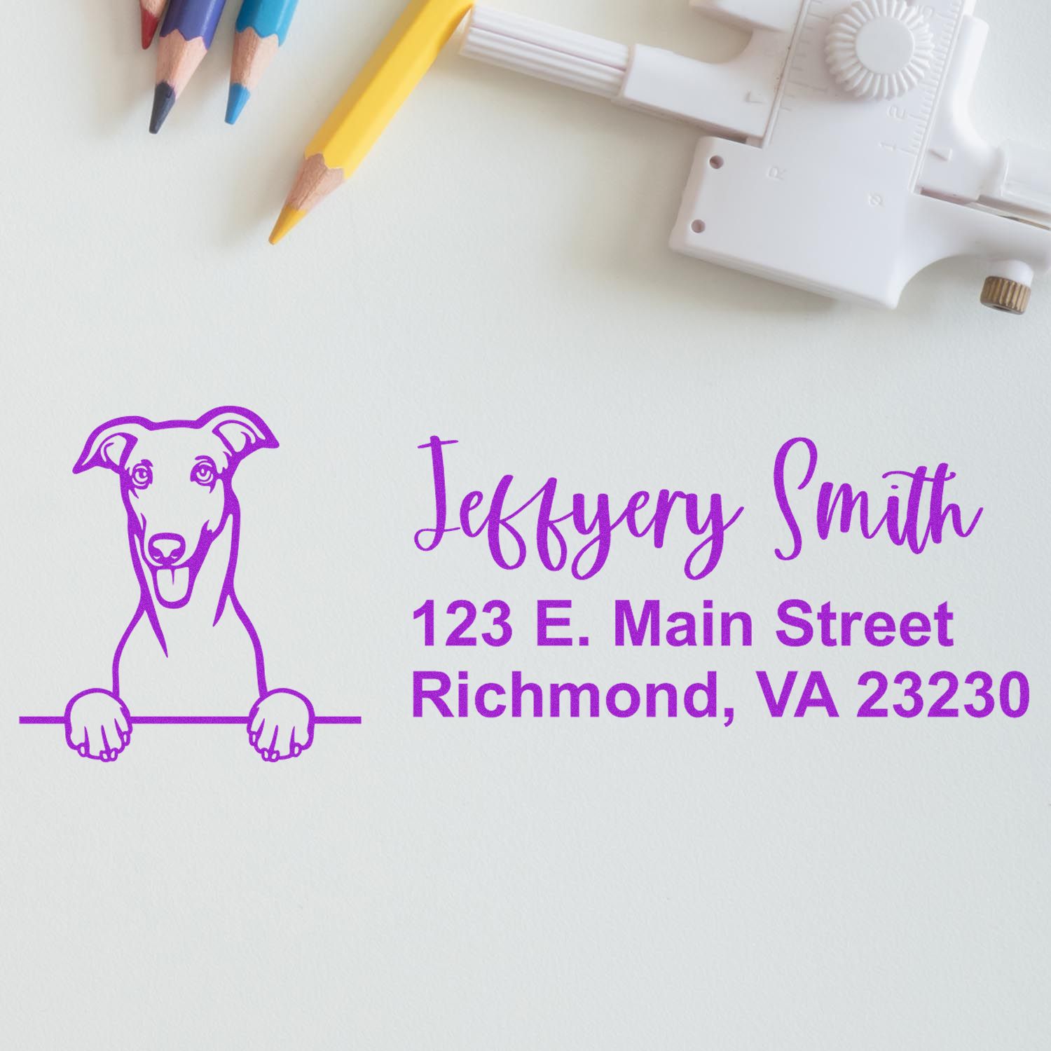 Greyhound Name and Address Stamp Self-Inking