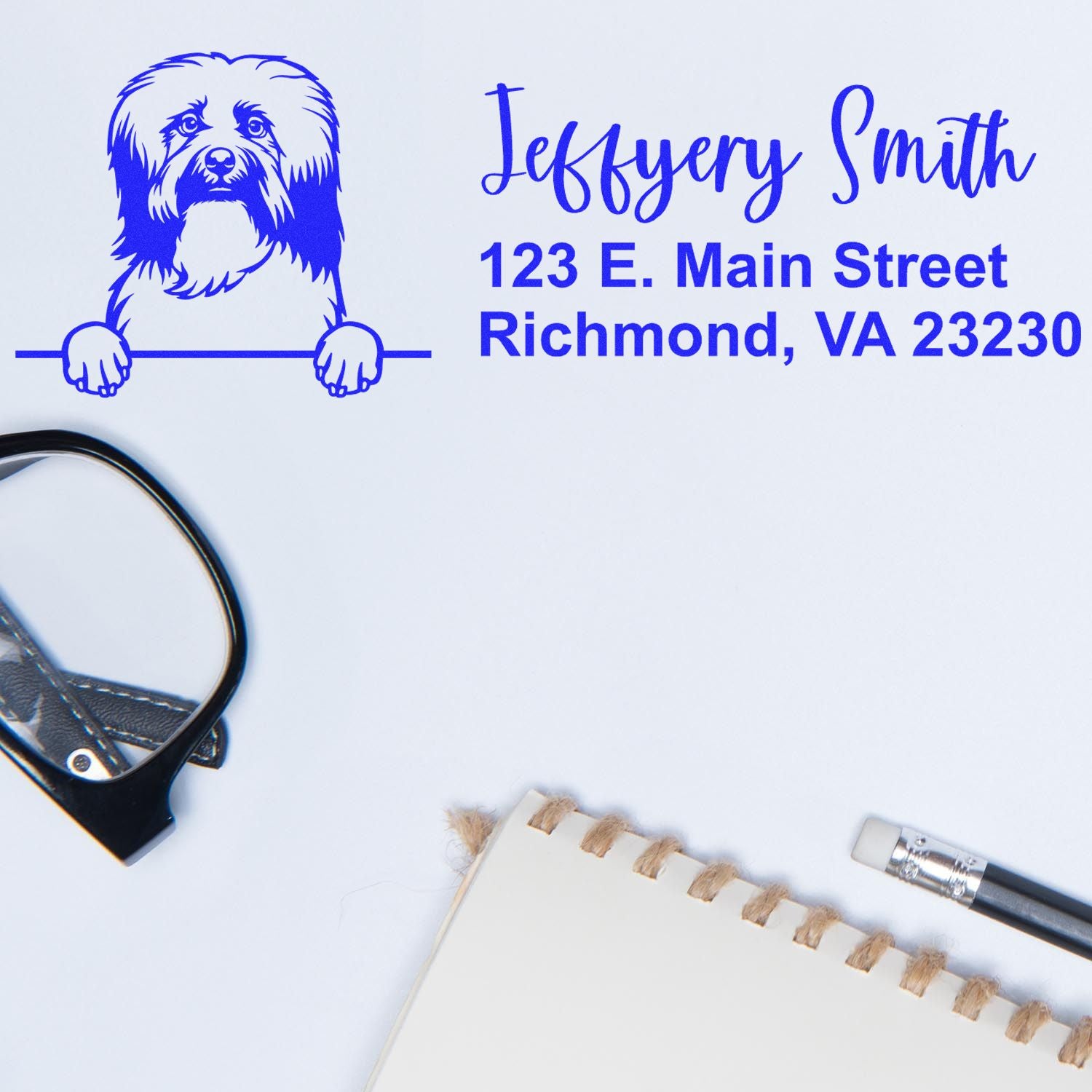 Peeking Havanese Name and Address Rubber Stamp