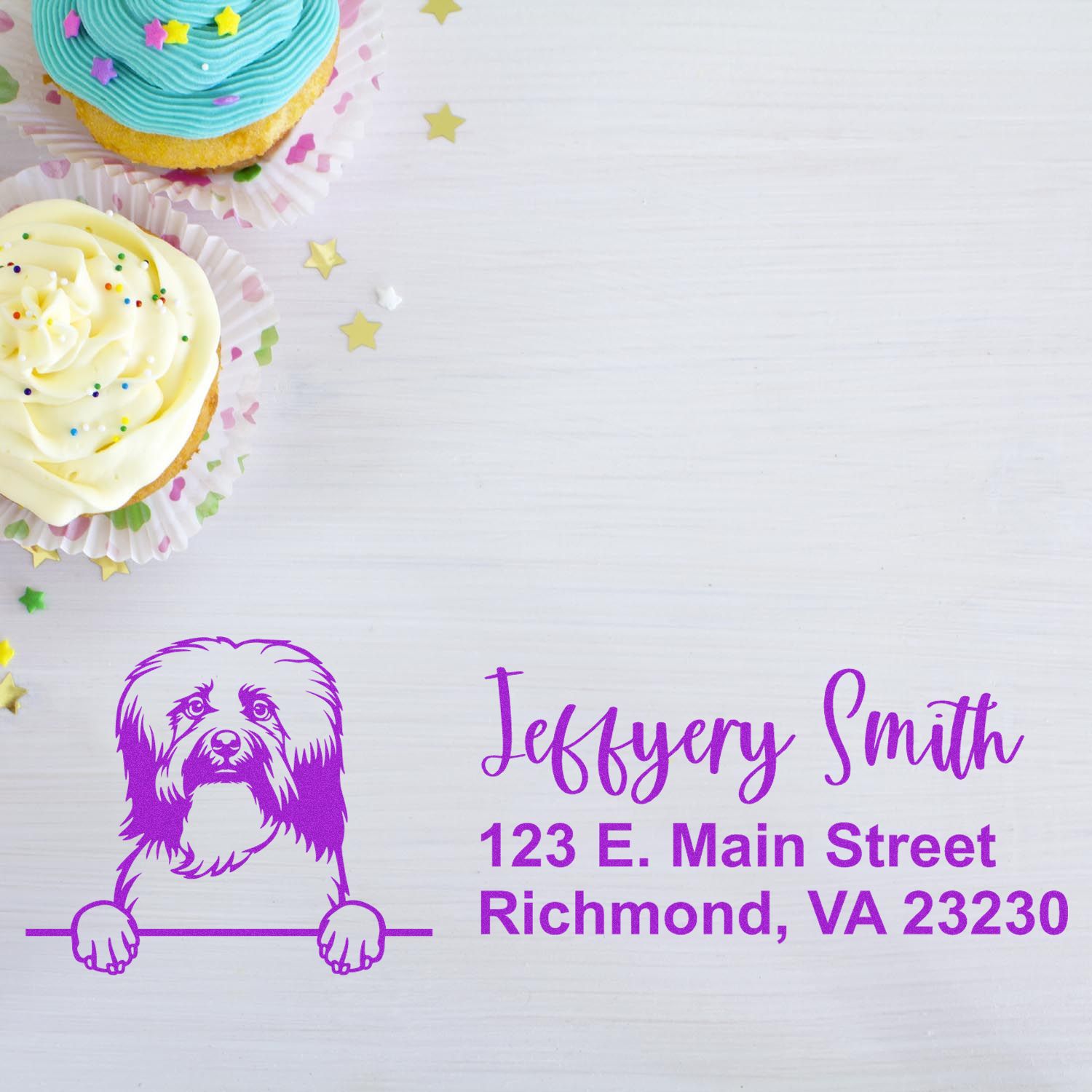 Peeking Havanese Name and Address Rubber Stamp