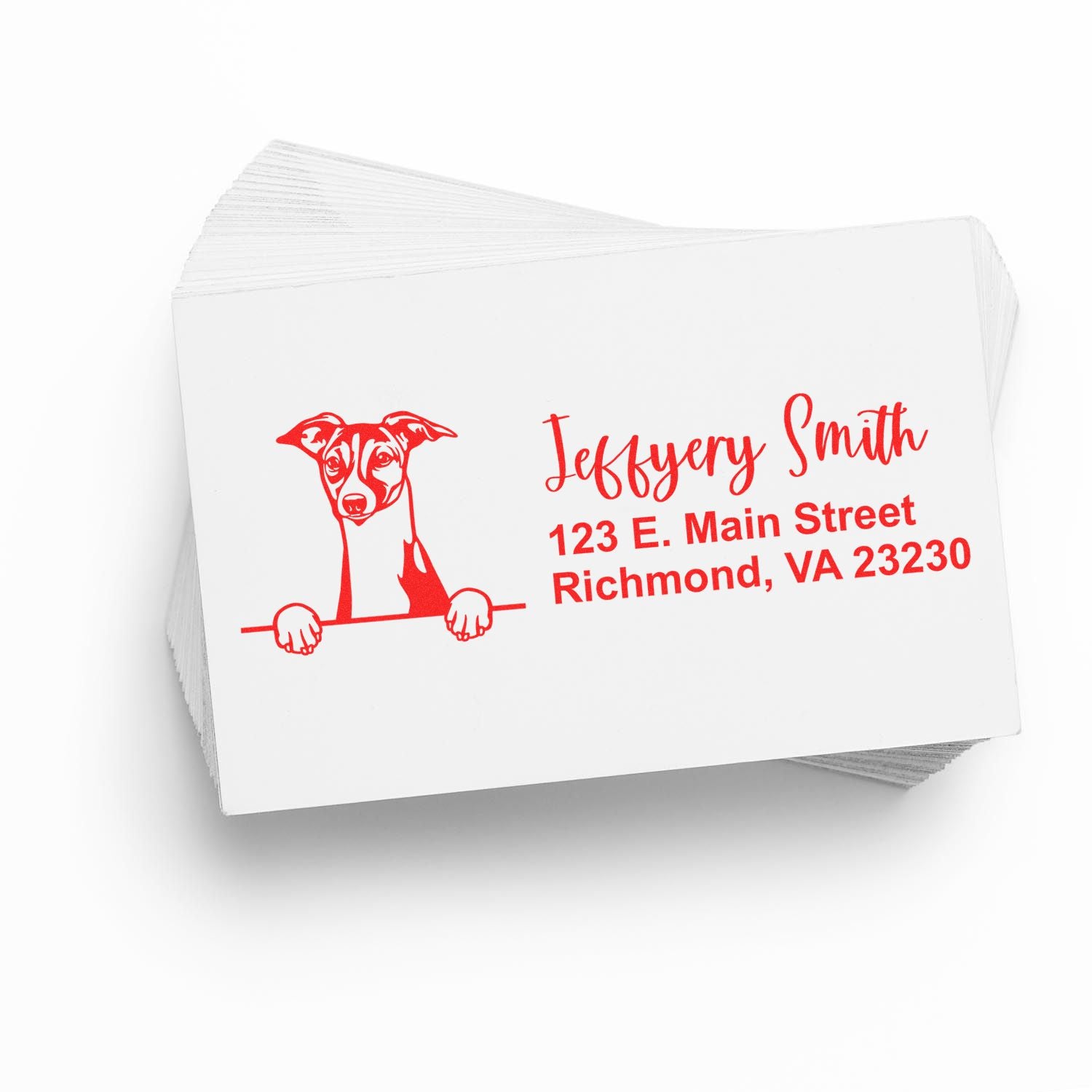 Peeking Italian Greyhound Name and Address Rubber Stamp