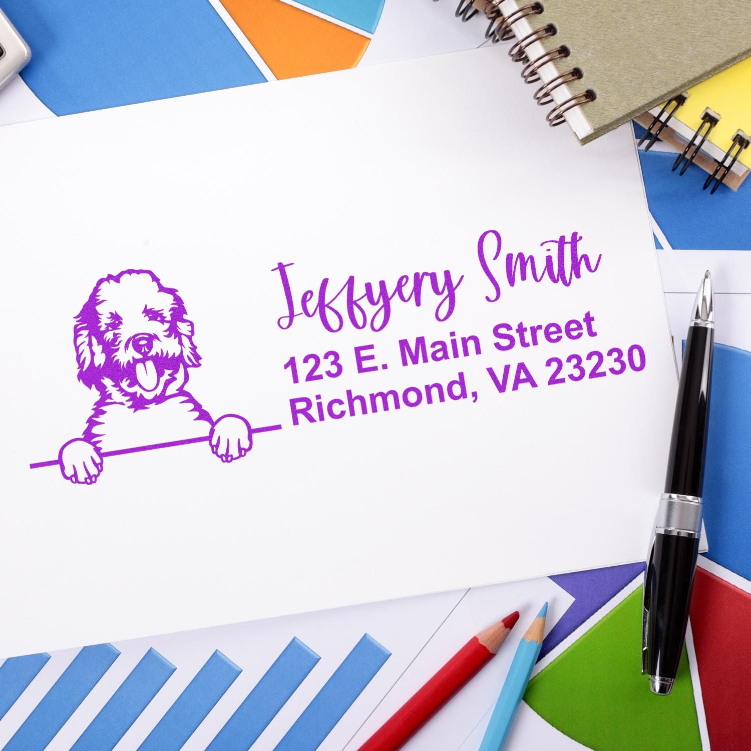 Pre-Inked Labradoodle Dog Personalized Address Stamp