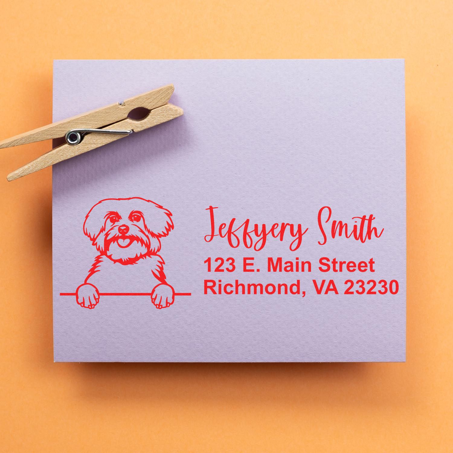 Pre-Inked Maltese Dog Personalized Address Stamp