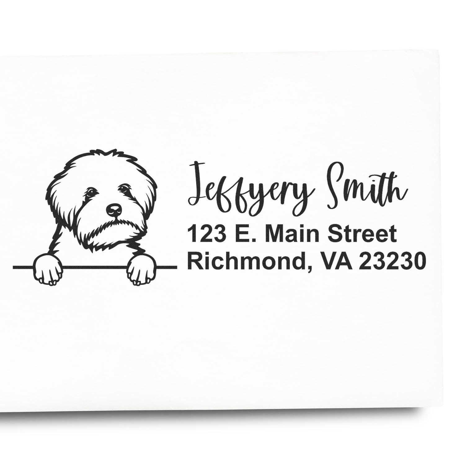 Peeking Maltipoo Name and Address Rubber Stamp