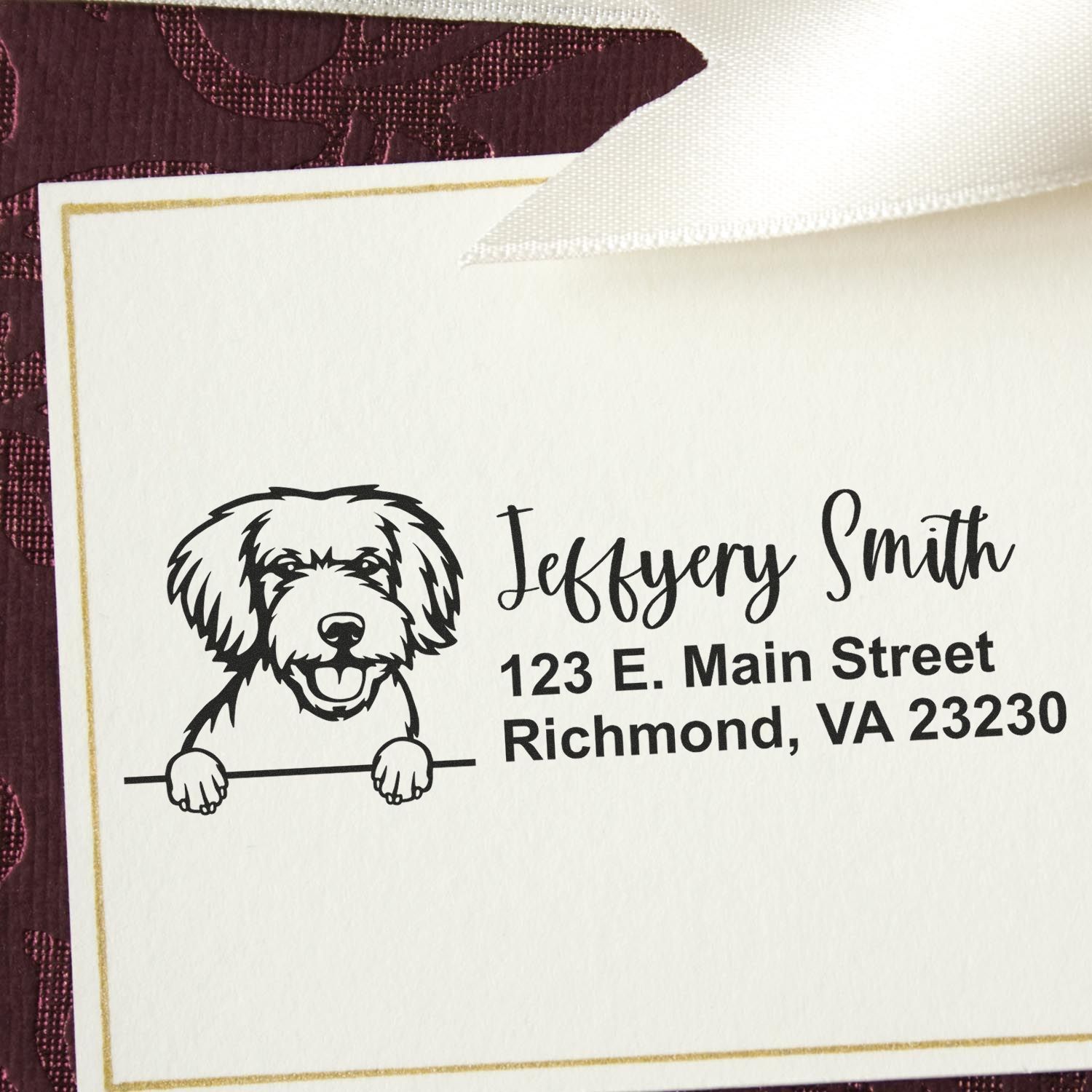 Miniature Golden Doodle Name and Address Stamp Self-Inking