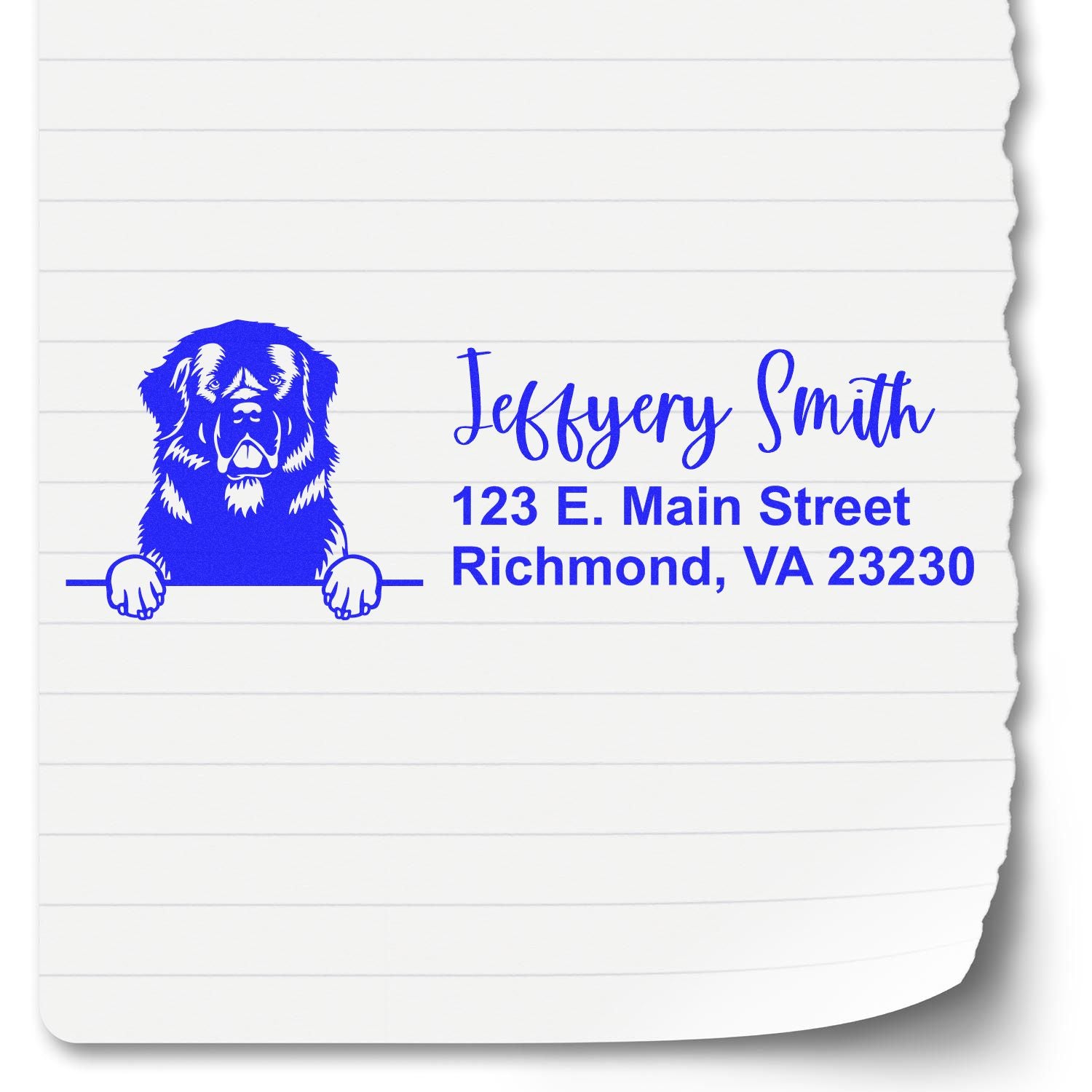 Pre-Inked Newfoundland Dog Personalized Address Stamp