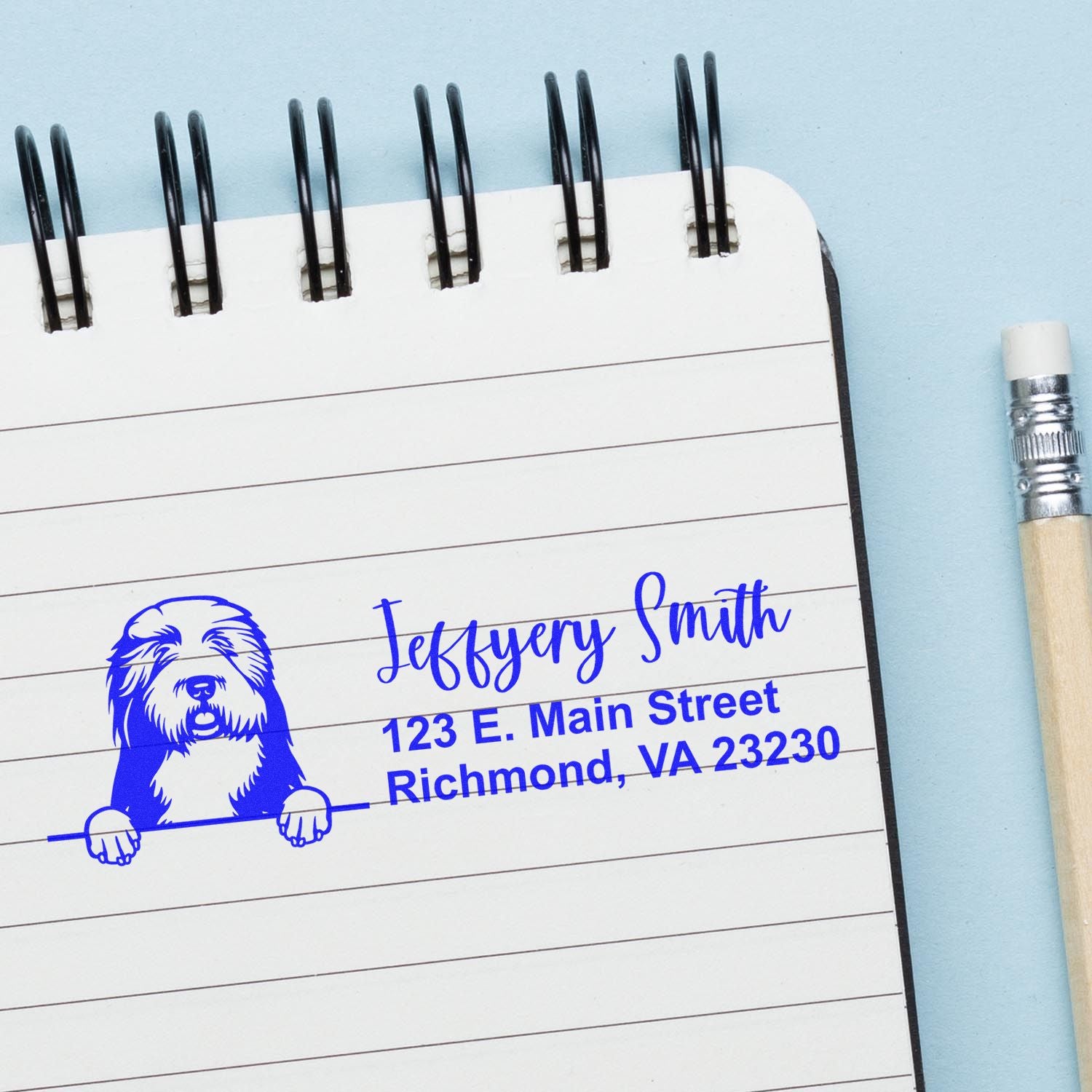 Pre-Inked Old English Sheepdogs Dog Personalized Address Stamp