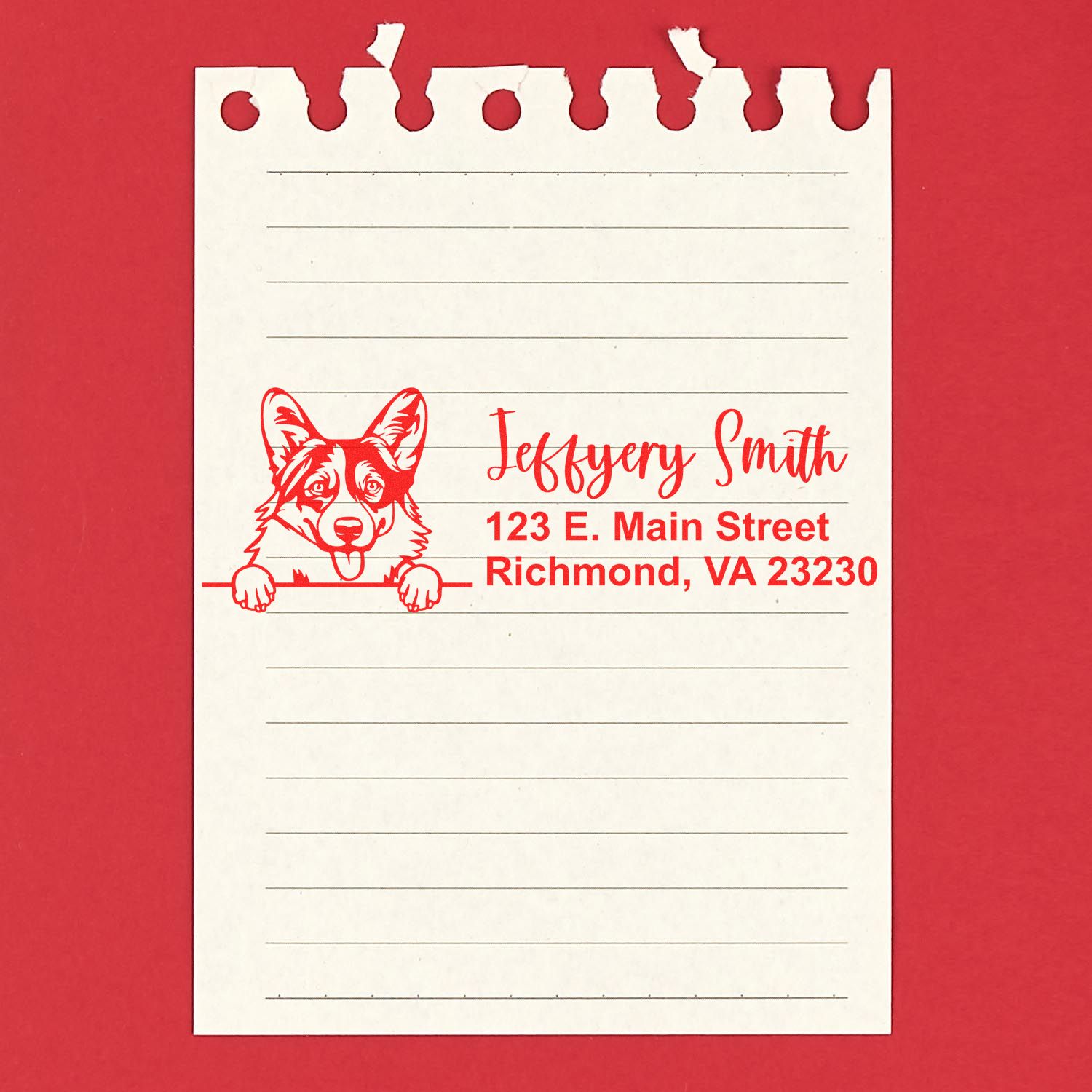 Peeking Pembroke Welsh Corgis Name and Address Rubber Stamp