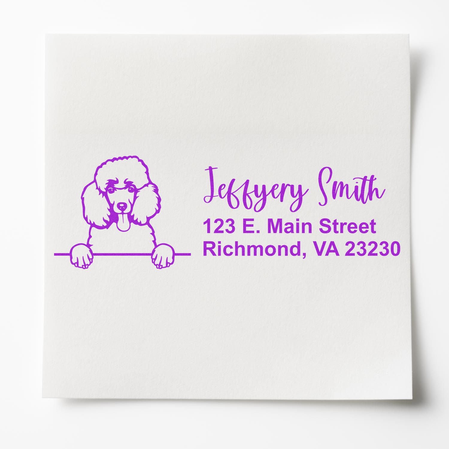 Peeking Poodle Name and Address Rubber Stamp