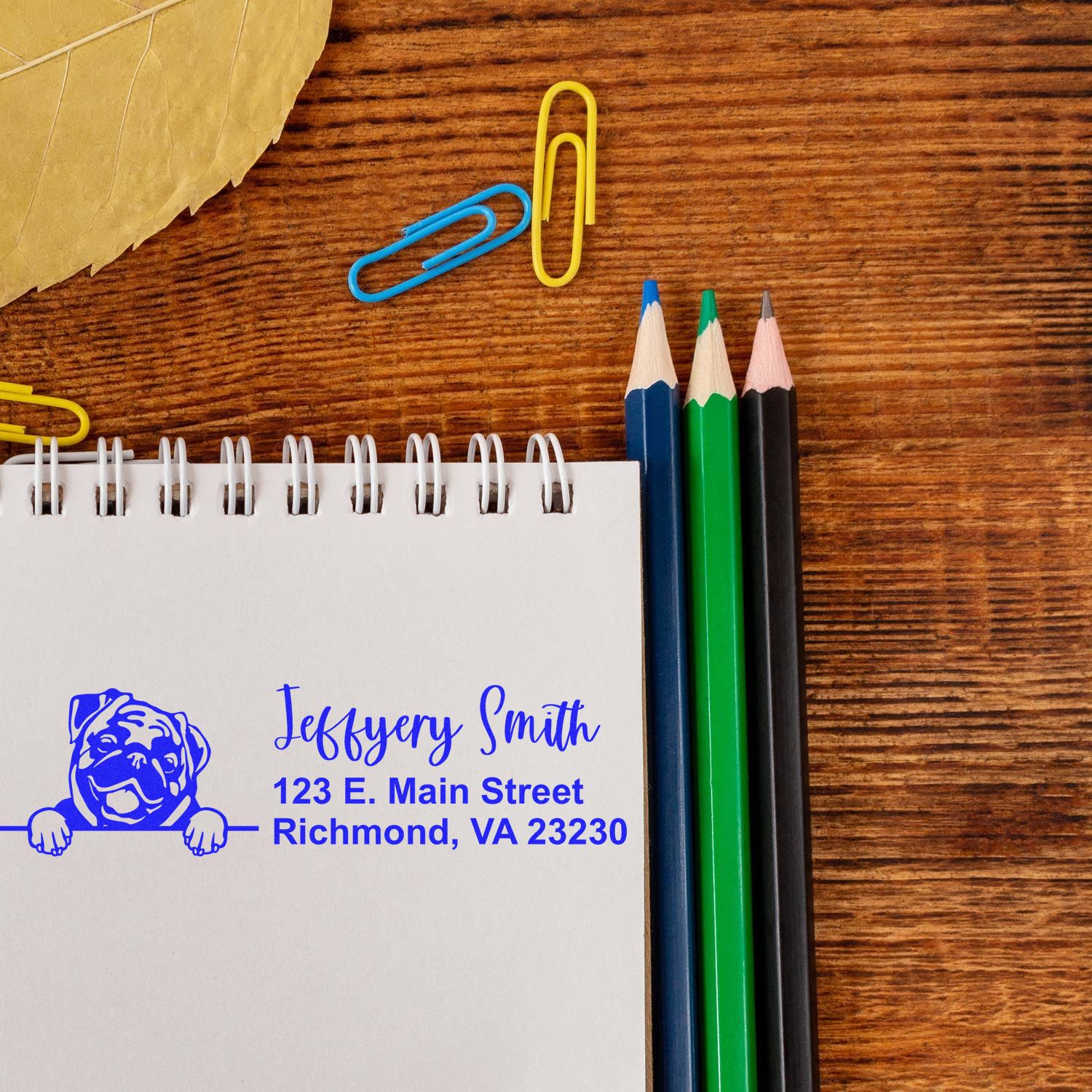 Pre-Inked Pug Dog Personalized Address Stamp