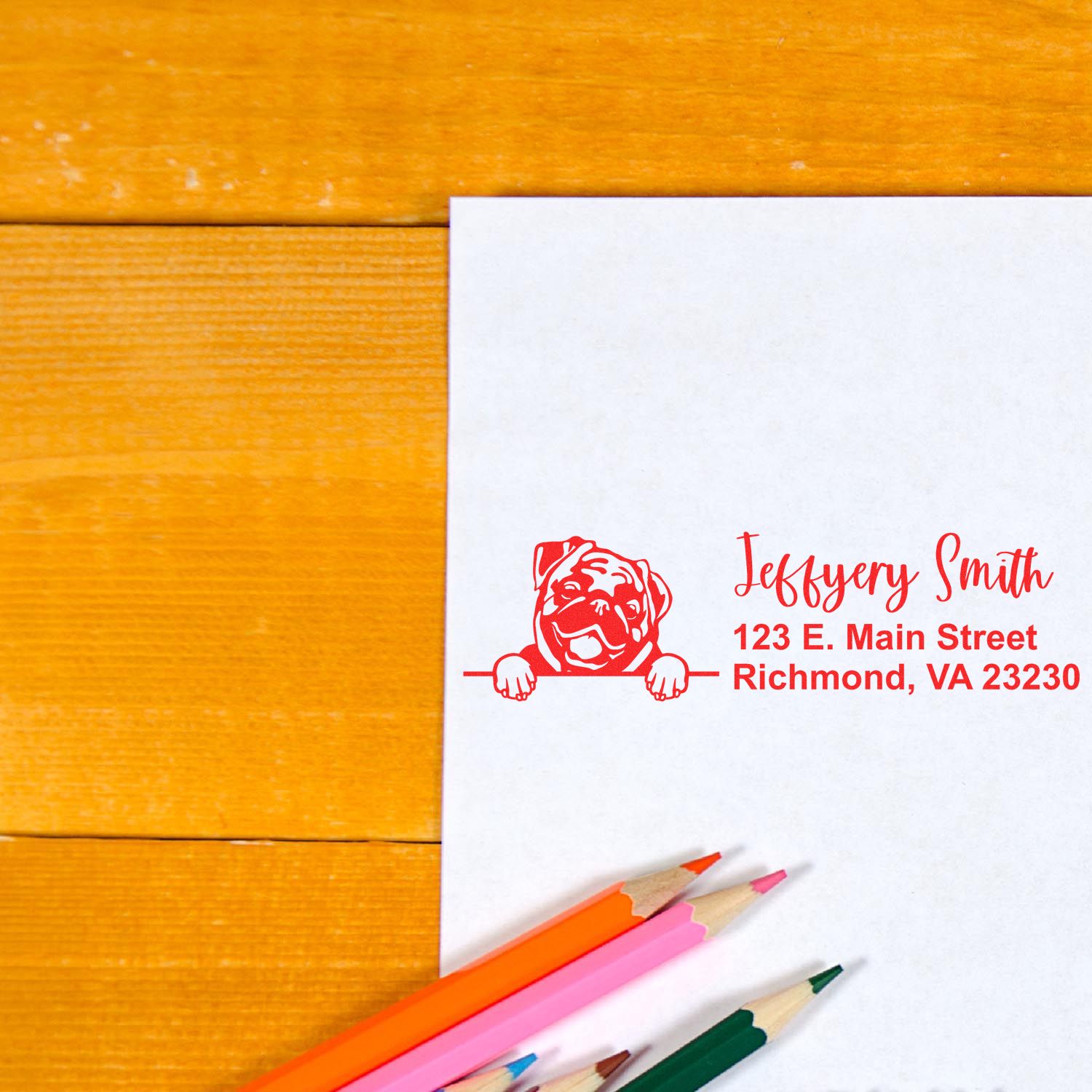 Pre-Inked Pug Dog Personalized Address Stamp