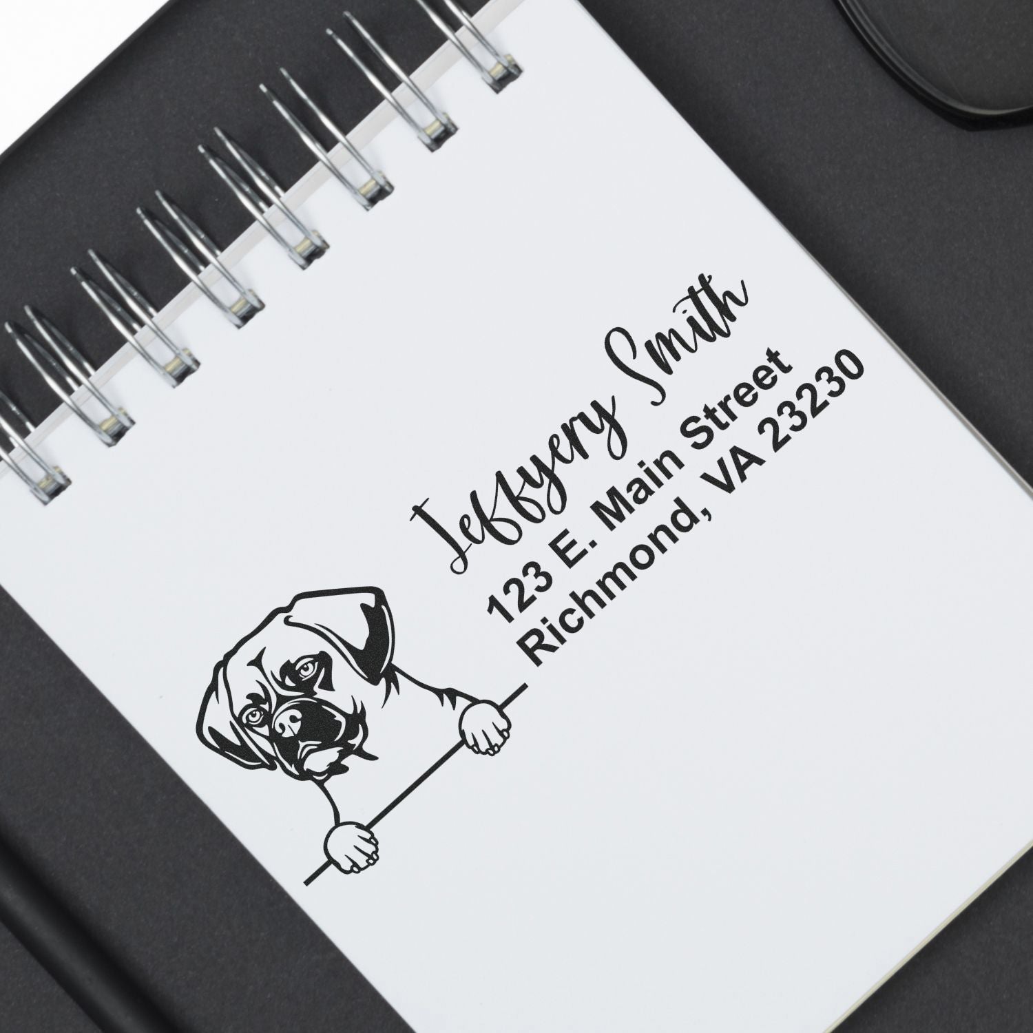 Peeking Puggle Name and Address Rubber Stamp