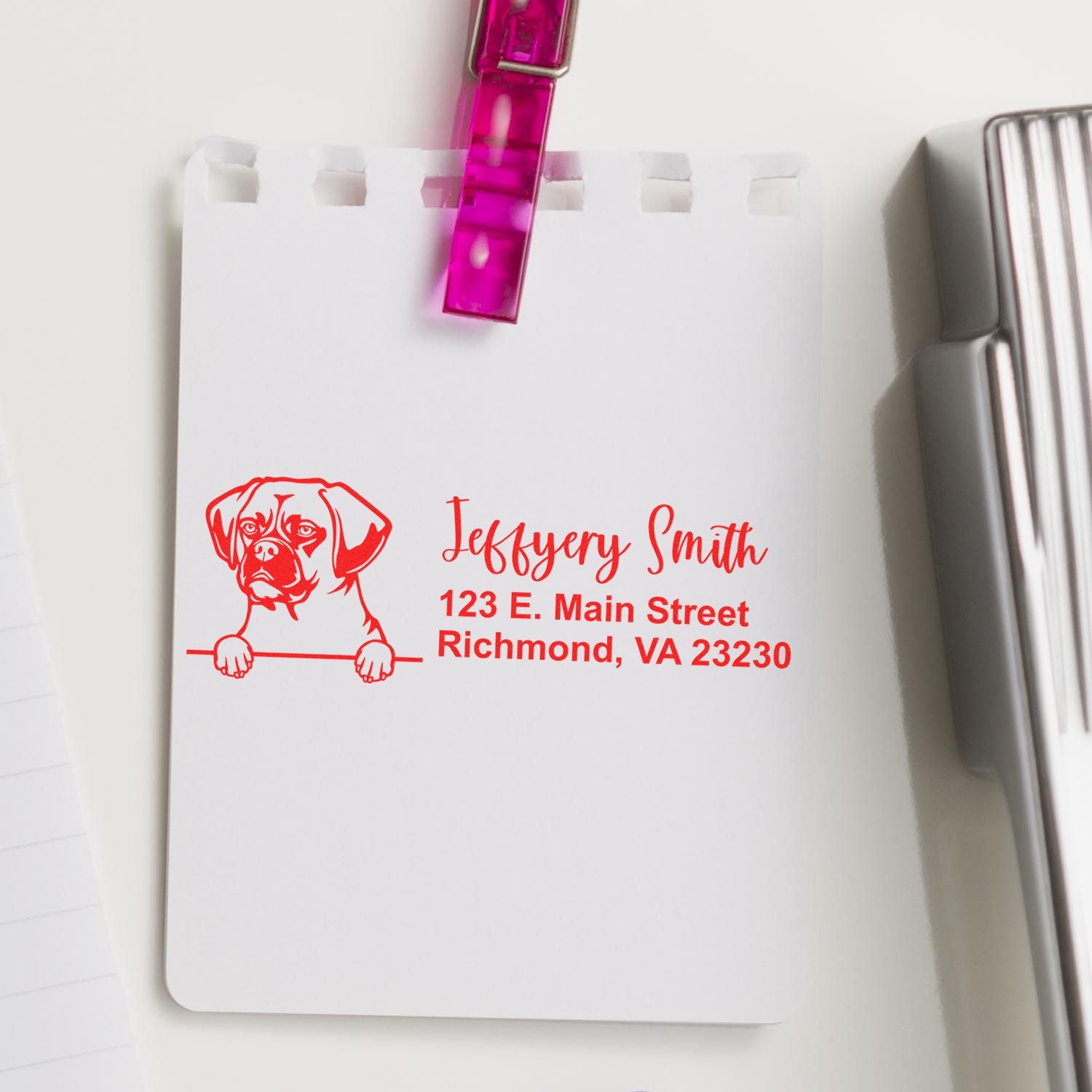 Pre-Inked Puggle Dog Personalized Address Stamp