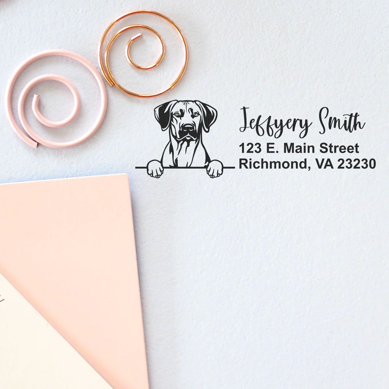 Pre-Inked Rhodesian Ridgeback Dog Personalized Address Stamp