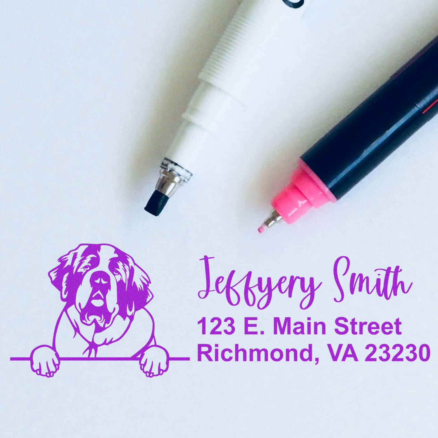 Saint Bernard Name and Address Stamp Self-Inking