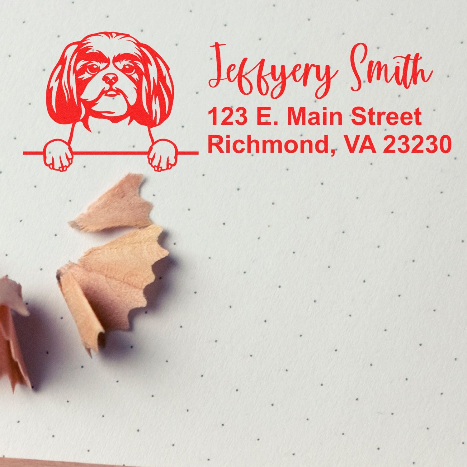 Pre-Inked Shitzu Dog Personalized Address Stamp