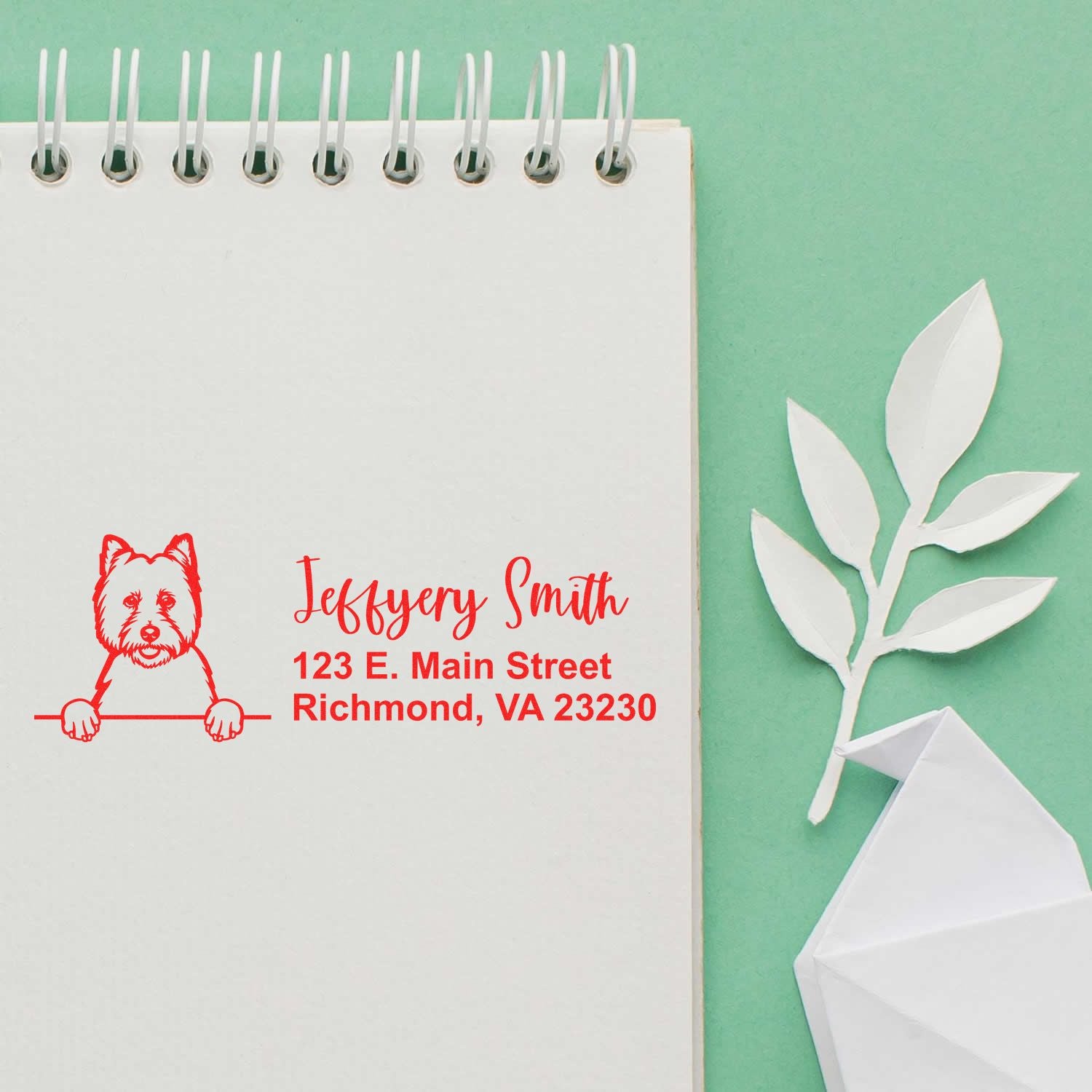 West Highland White Terrier Name and Address Stamp Self-Inking