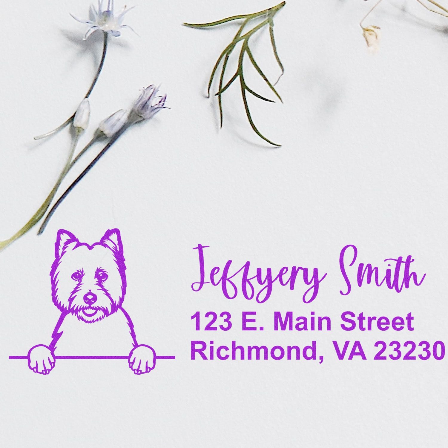 West Highland White Terrier Name and Address Stamp Self-Inking