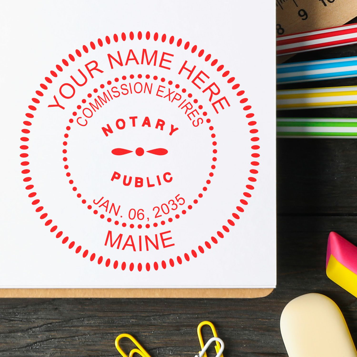 ME Notary Seal and Stamp with Hybrid Notary Seal and Round Notary Stamp