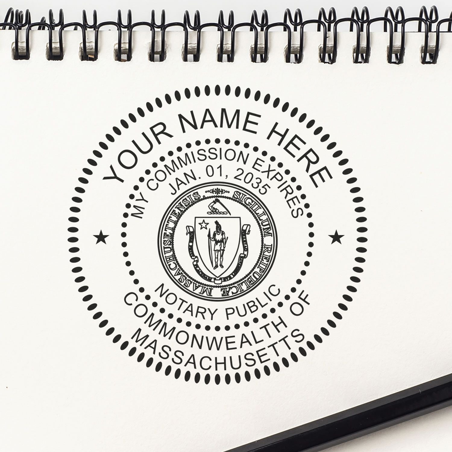 Massachusetts Pre-Inked Notary Public Stamp and Notary Embosser Kit