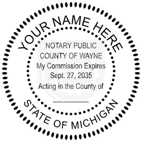 Michigan Round Notary Stamp Imprint Example