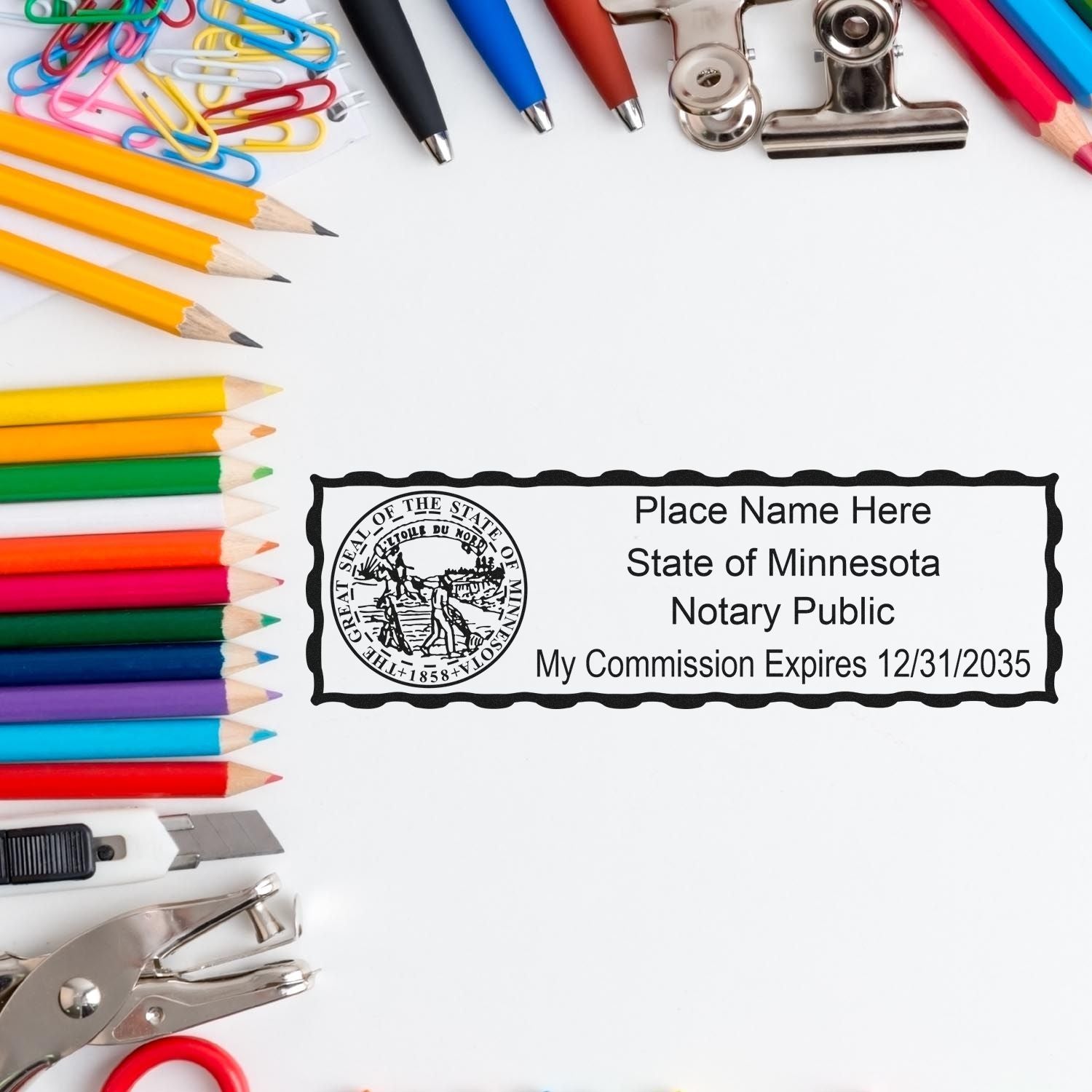 Rectangular Self Inking Minnesota Notary Stamp and Hybrid Seal Embosser Kit - Engineer Seal Stamps