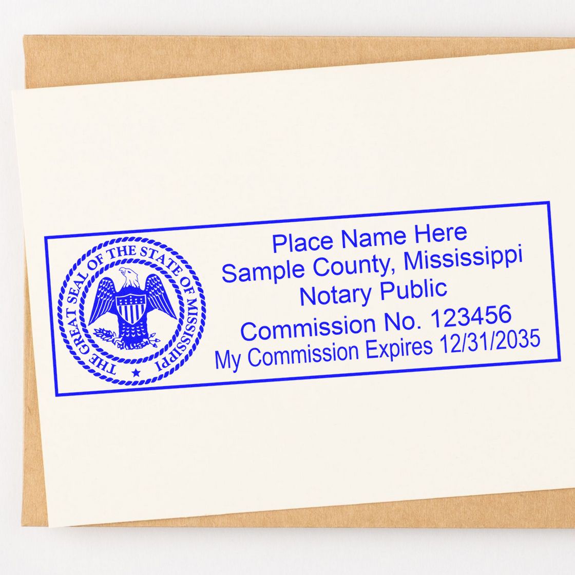 Rectangular MaxLight Notary Stamp MS and Mississippi Notary Public Desk Seal Embosser Kit
