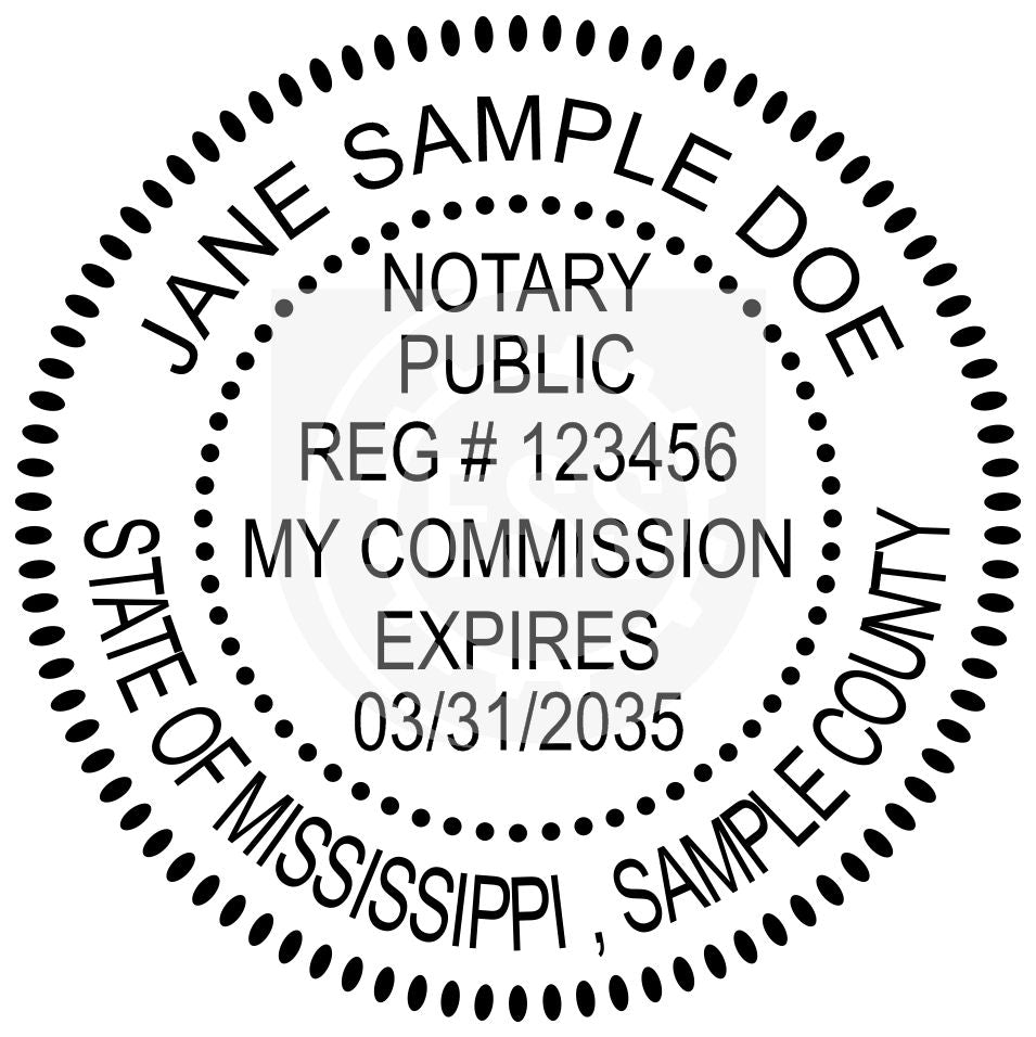 Mississippi Notary Seal Imprint Example
