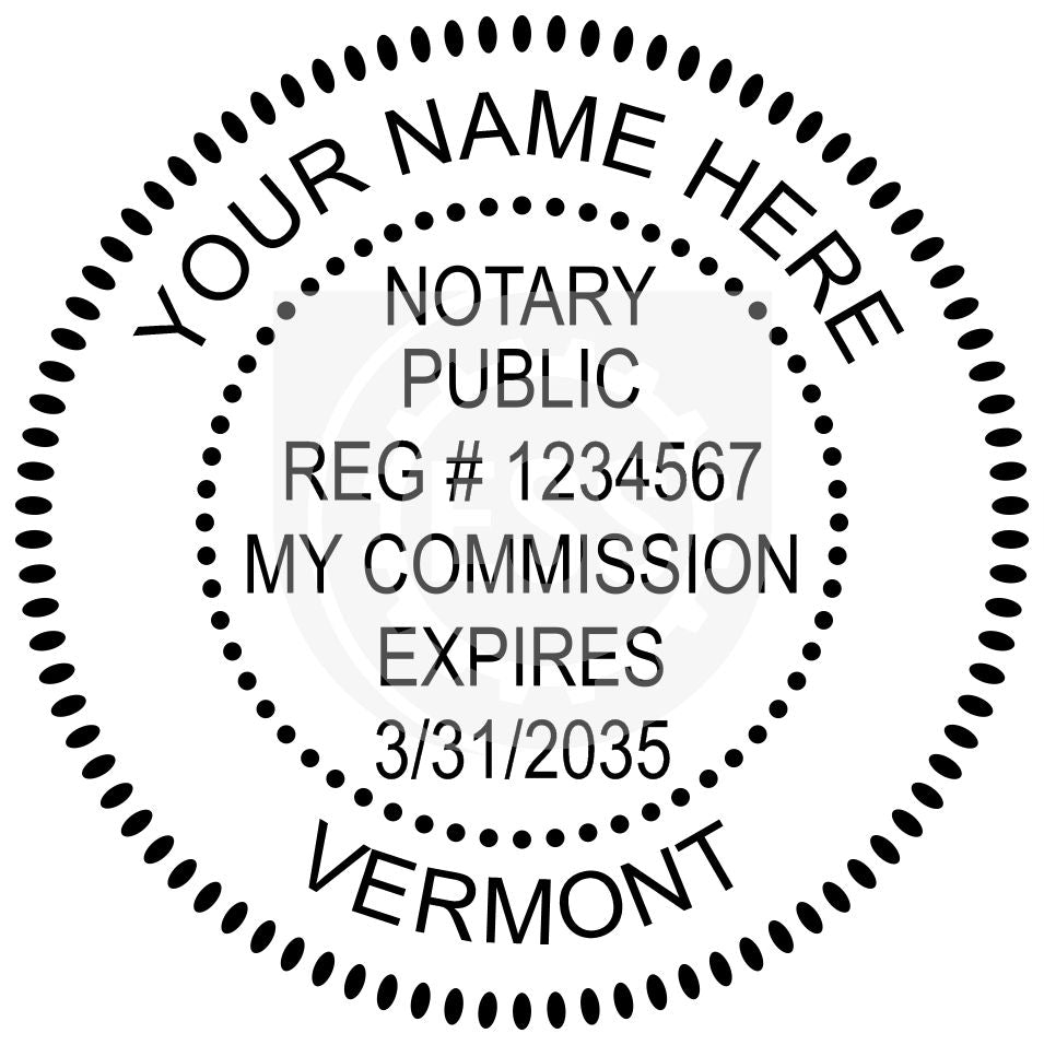 Vermont Notary Seal Imprint Example