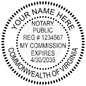 Virginia Round Notary Stamp Imprint Example