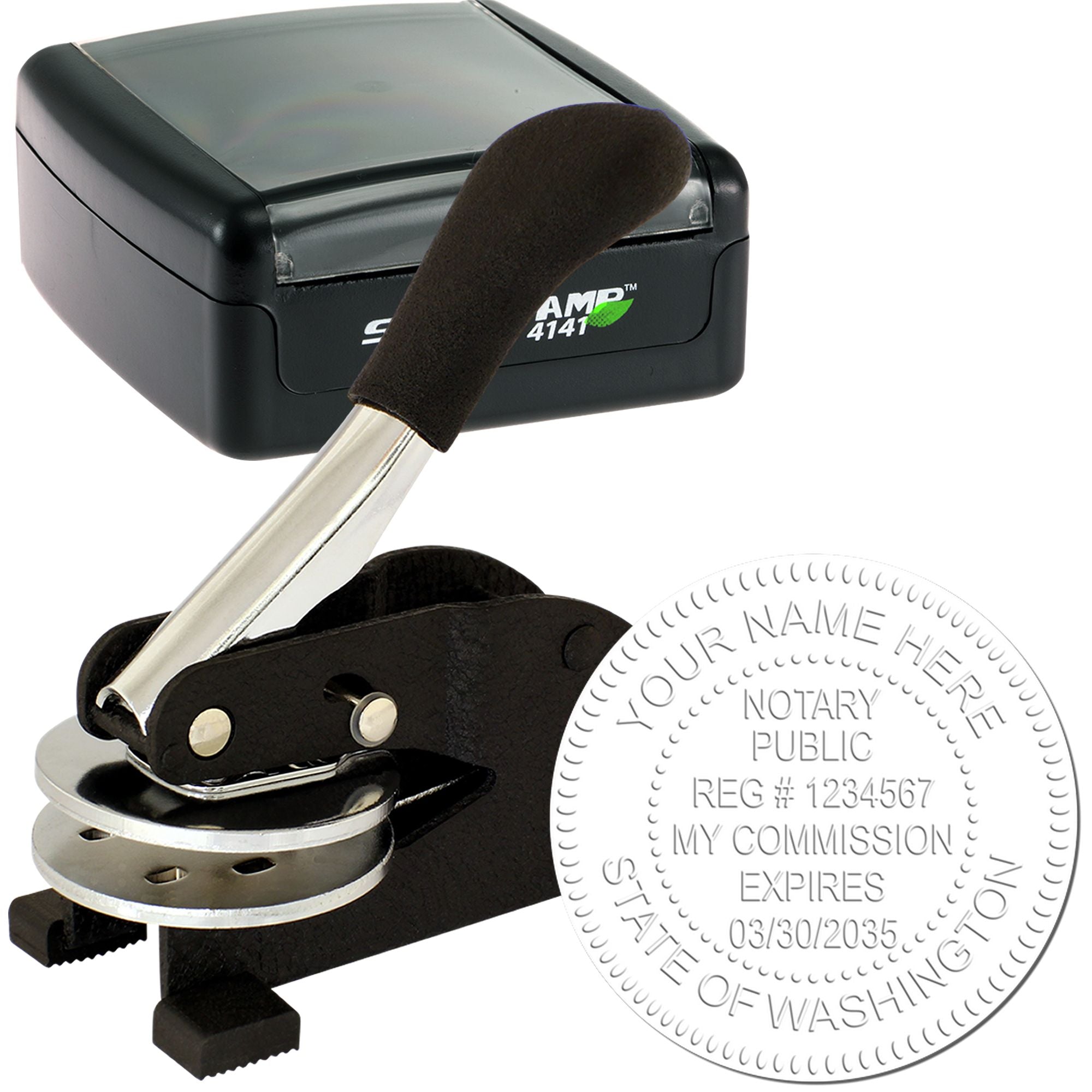 Washington Notary Desk Seal with Washington Round Notary Stamp Kit