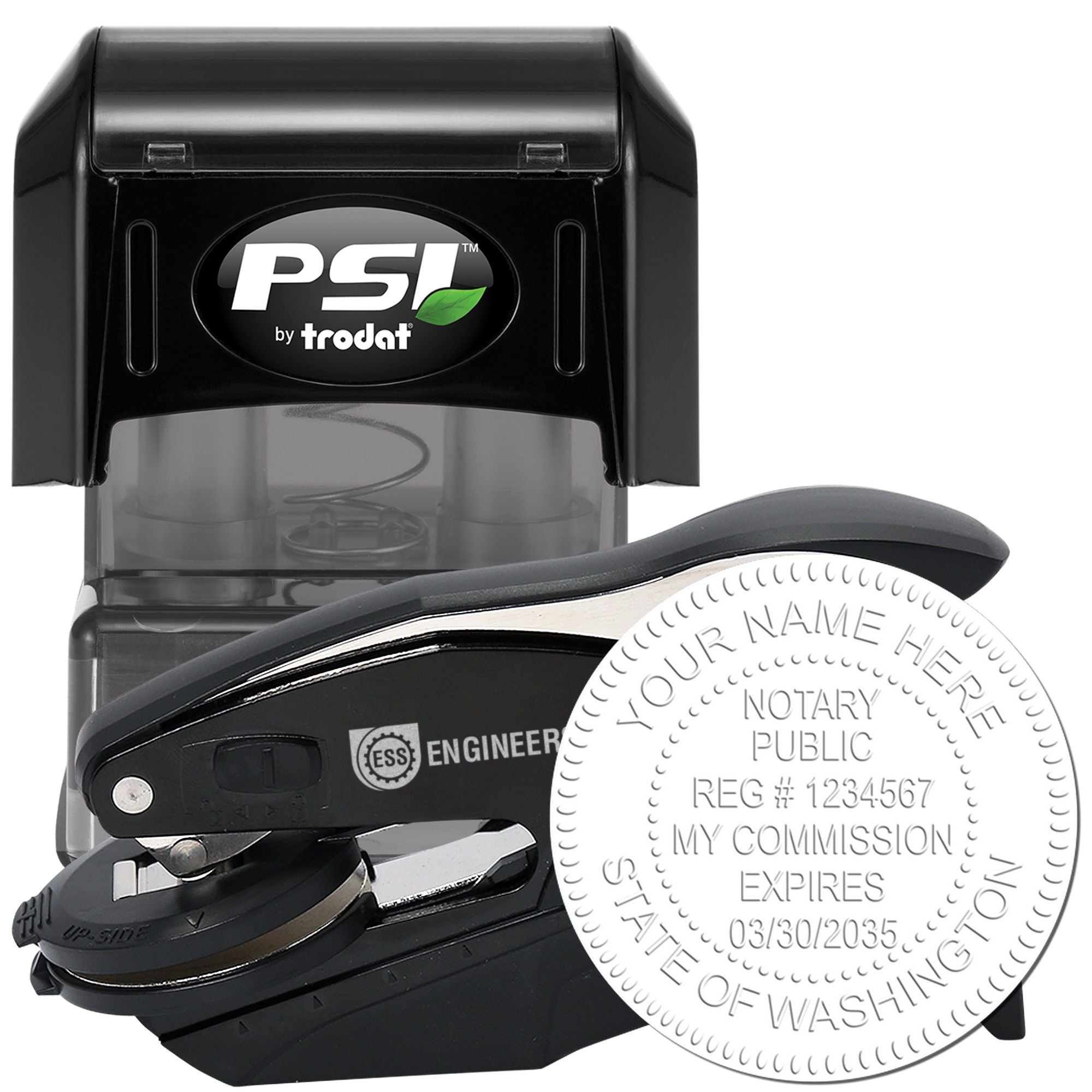 WA Notary Seal and Stamp with Hybrid Notary Seal and Round Notary Stamp
