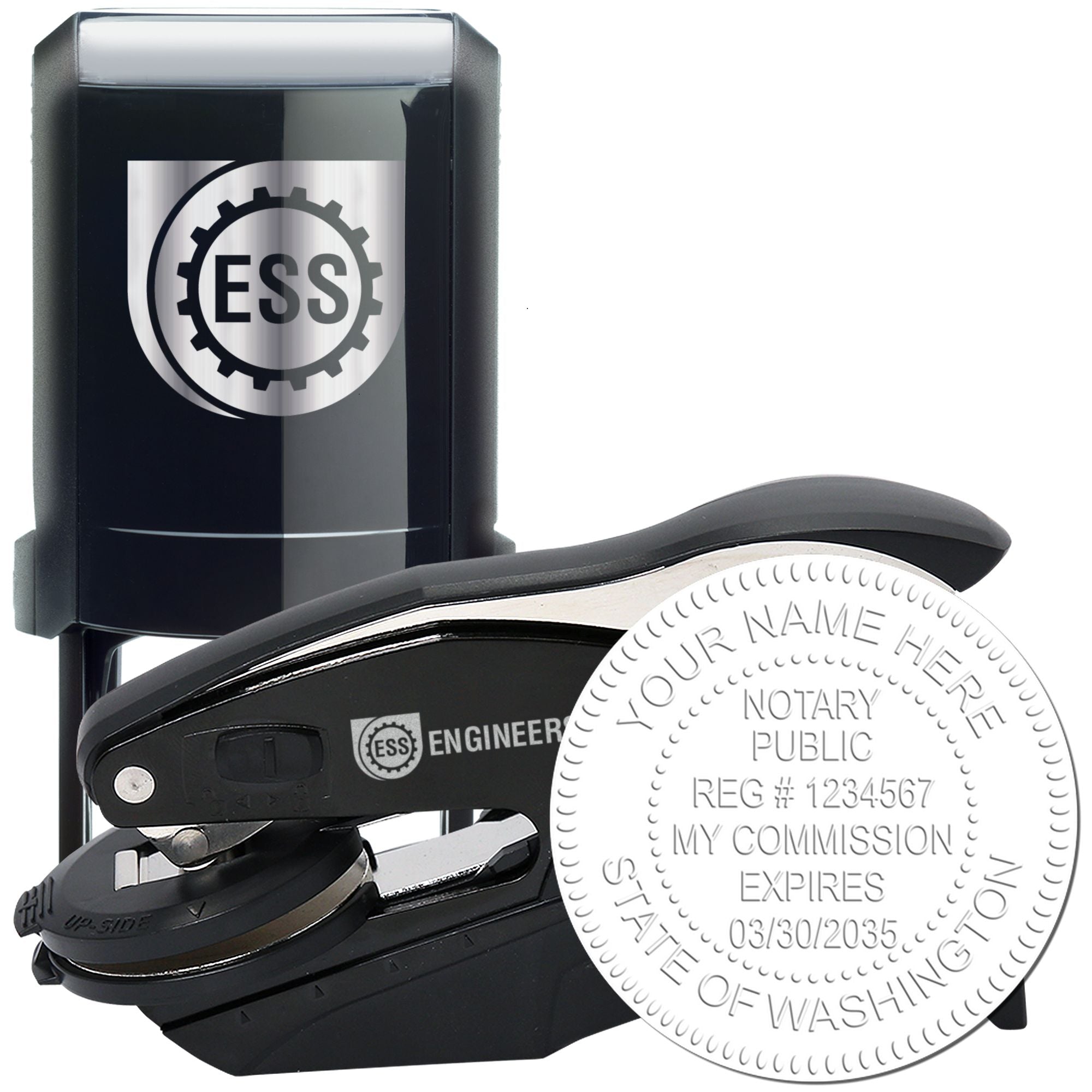 WA Notary Stamp and Seal, Hybrid Seal with Round Self-Inking Notary Stamp