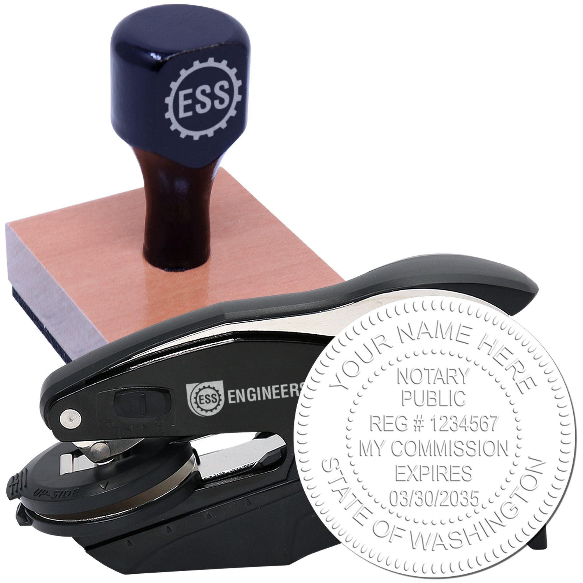 Washington Hybrid Notary Seal and WA Round Notary Stamp