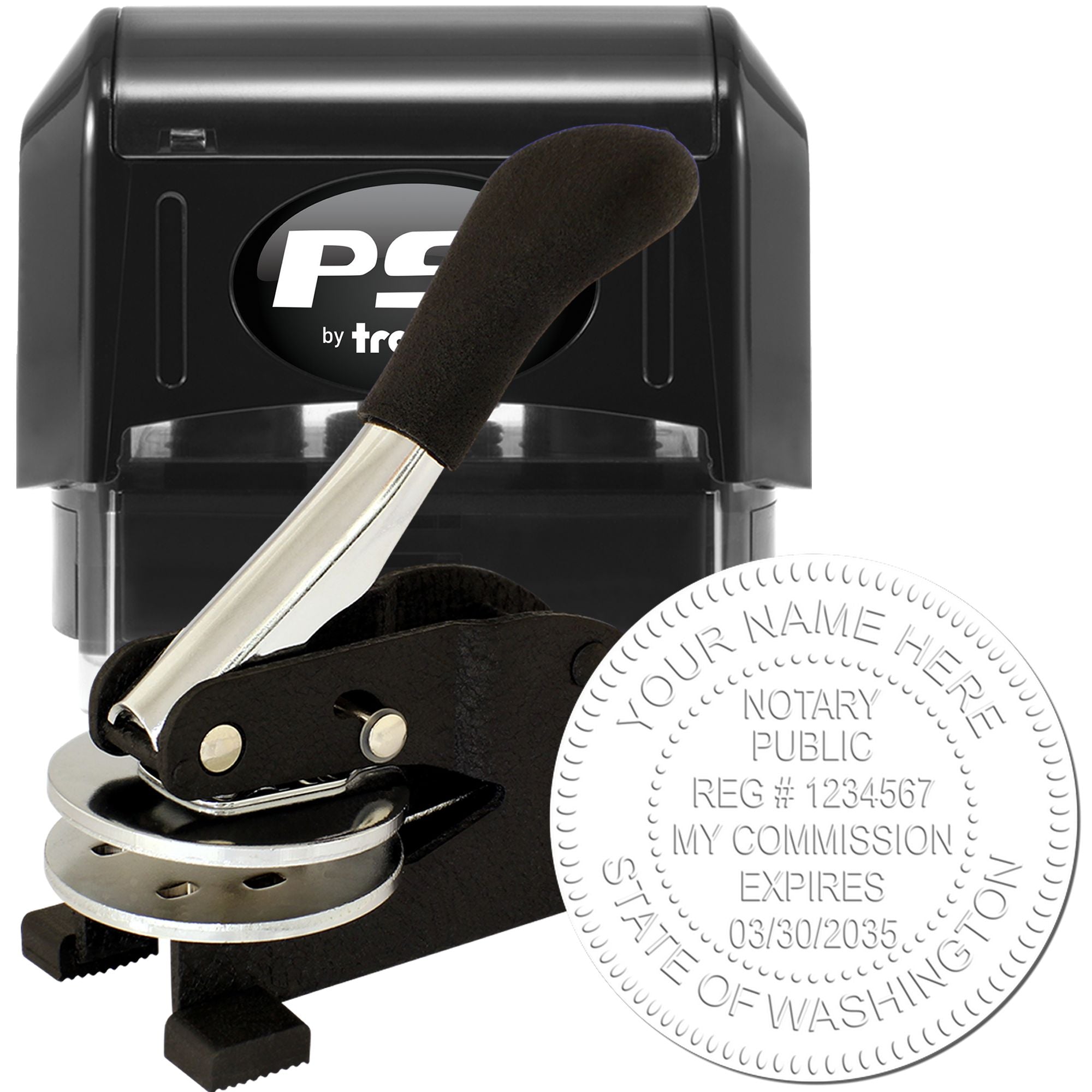 Rectangular PSI Washington Notary Stamp and Washington Notary Seal Bundle